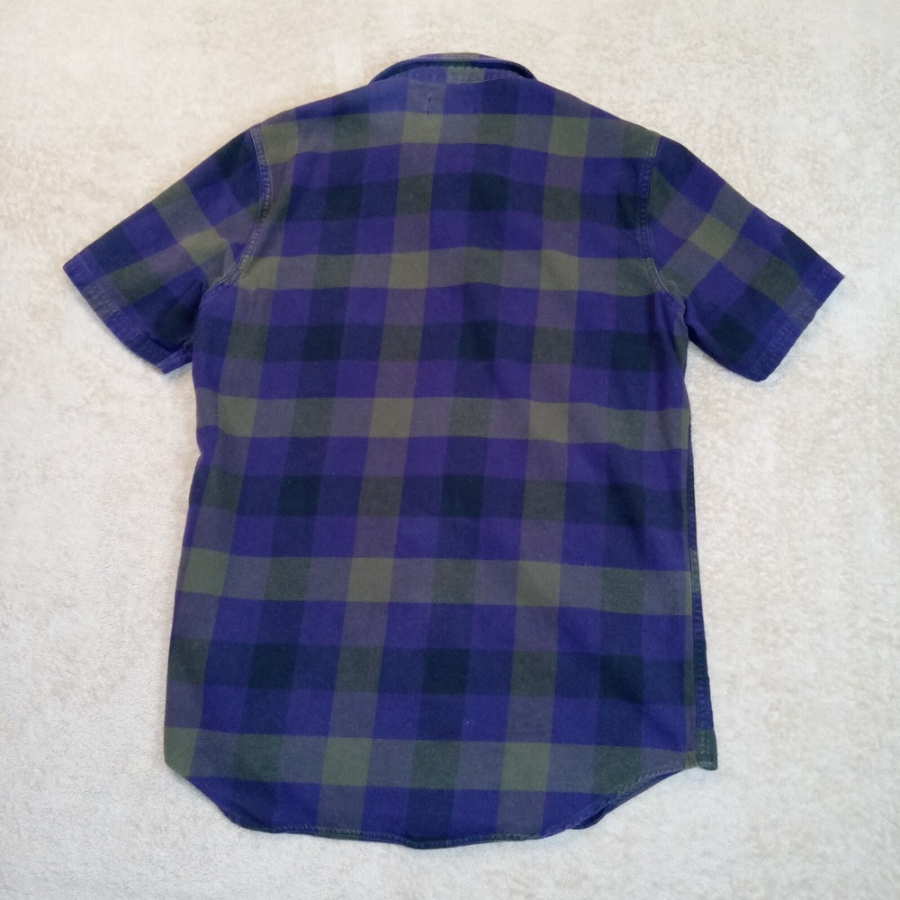 Nomis Men's Medium Short Sleeve‎ Flannel Shirt Purple Green - Picture 2 of 8